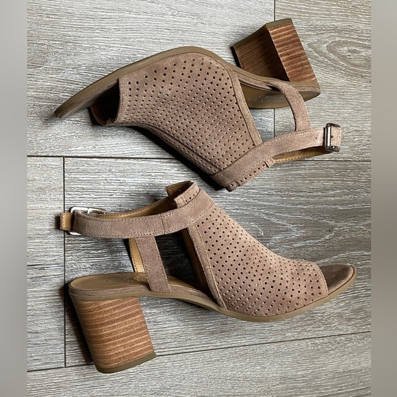 Franco Sarto Womens Brown Block Heel Peep Toe Size 7.5 Medium Harlet2 - Picture 5 of 16